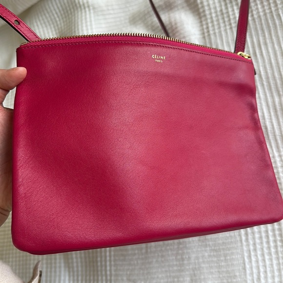Celine trio large fushia dark pink shoulder bag - Picture 4 of 16